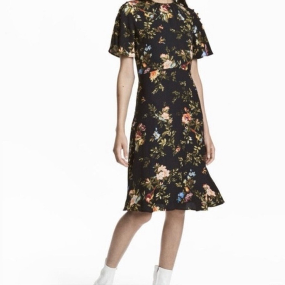 H&M Black Floral Midi Dress